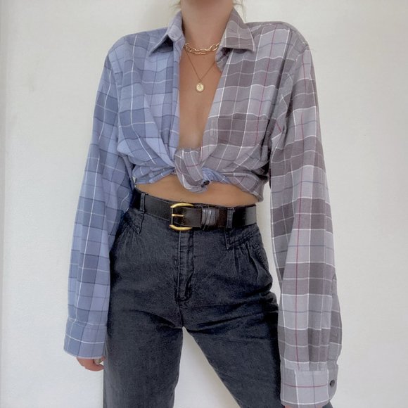 Reworked Franken Flannel in Grey & Blue - Picture 5 of 10